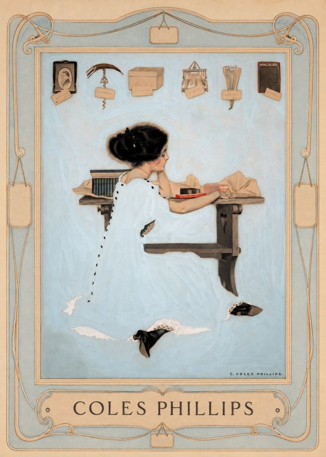 Coles Phillips Thinking of Him No5 - Plakát