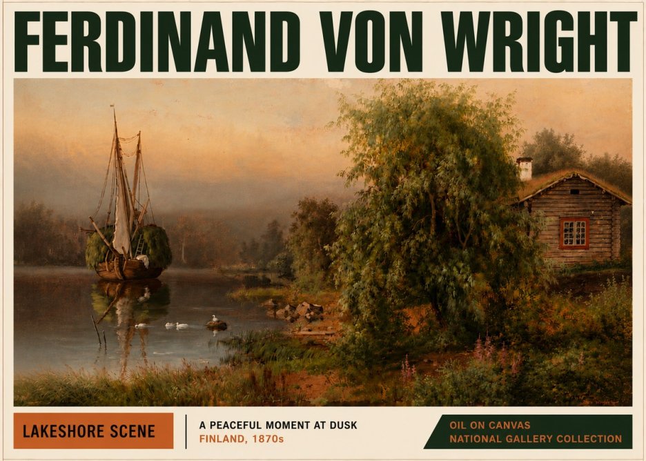 Ferdinand von Wright Lakeshore Scene No5 - Plakát