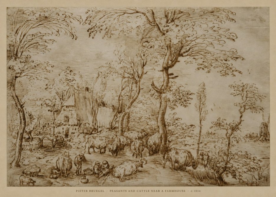 Pieter Bruegel Peasants and Cattle Near a Farmhouse No6 - Plakát