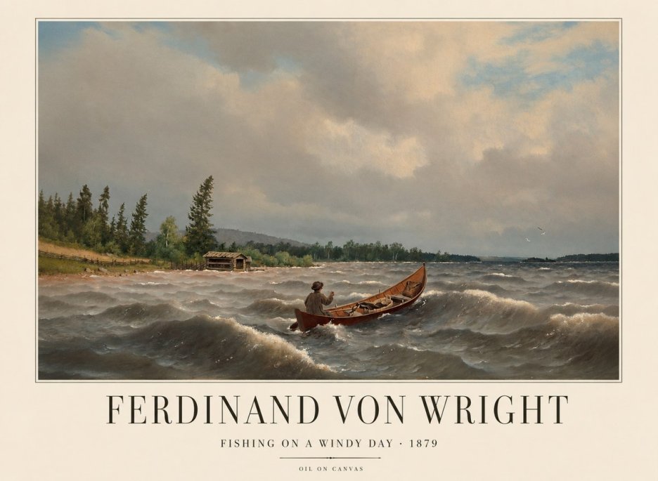 Ferdinand von Wright Fishing on a Windy Day No1 - Plakát
