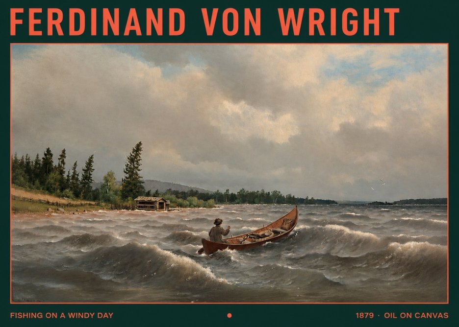 Ferdinand von Wright Fishing on a Windy Day No2 - Plakát