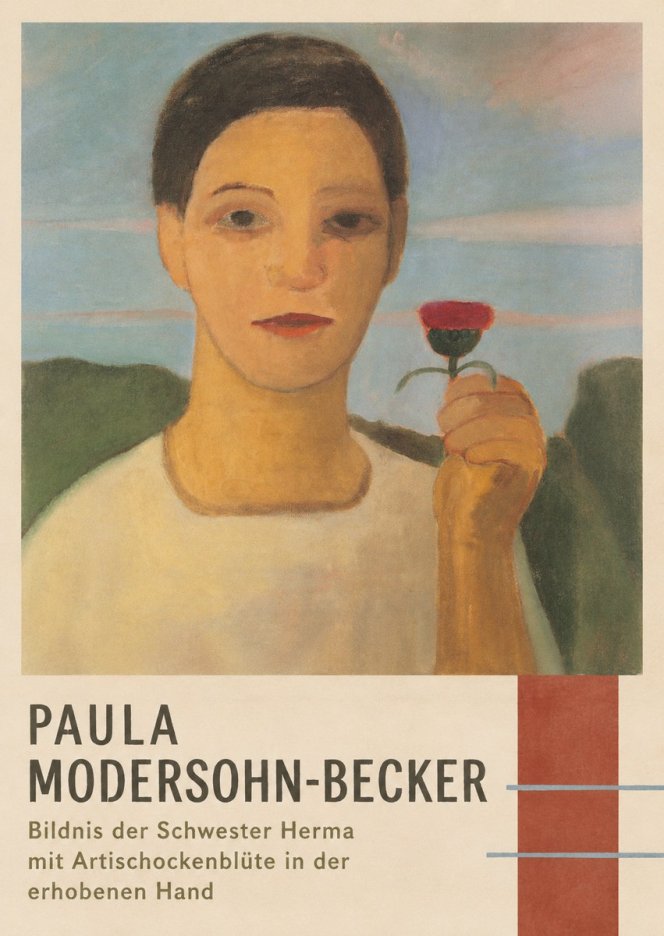 Paula Modersohn-Becker Bildnis Der Schwester Herma Mit Artischockenblüte in Der Erhobenen Hand No4 - Plakát