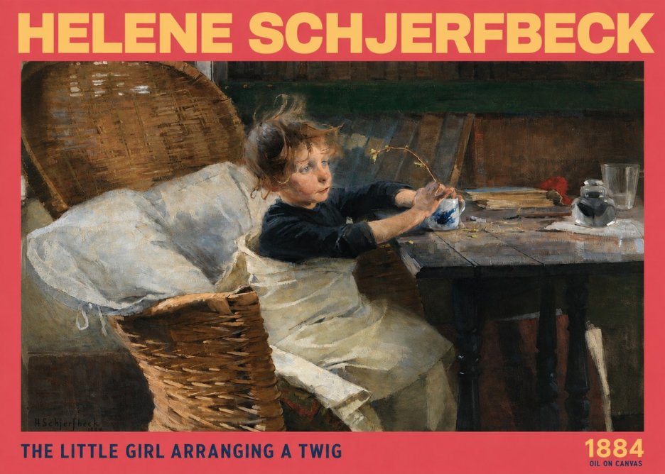 Helene Schjerfbeck The Little Girl Arranging a Twig No2 - Plakát