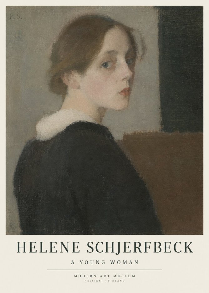 Helene Schjerfbeck The Little Girl Arranging a Twig No5 - Plakát