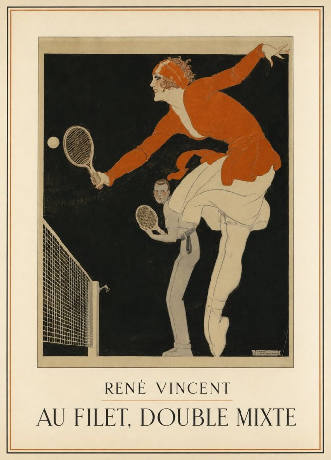René Vincent Au Filet, Double Mixte No1 - Plakát