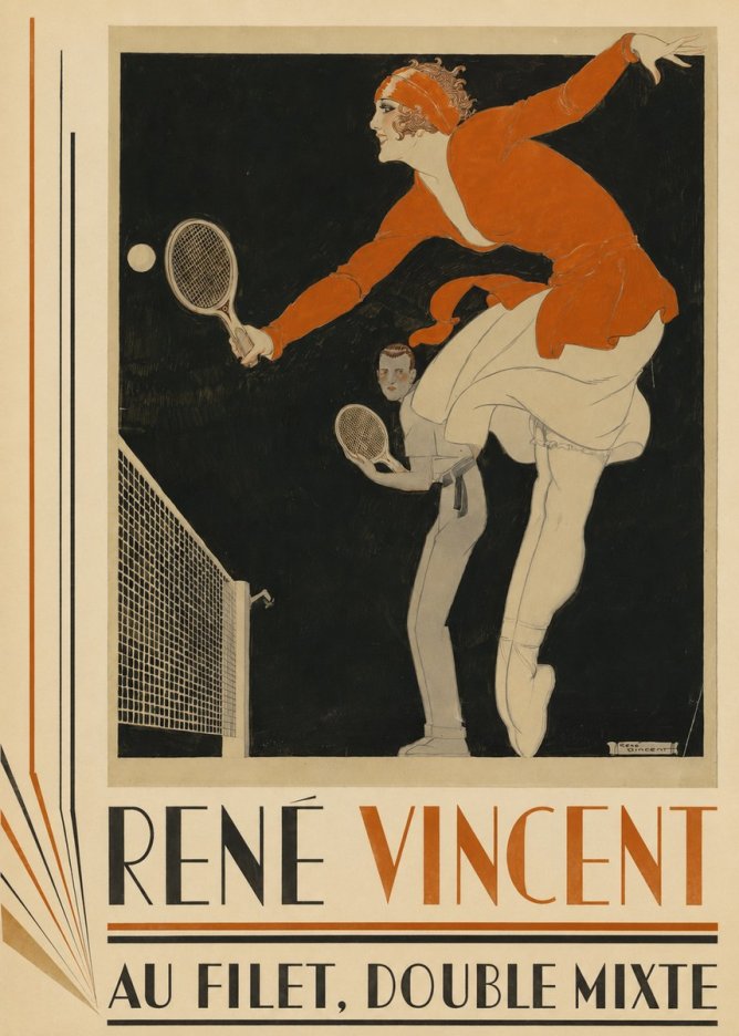 René Vincent Au Filet, Double Mixte No4 - Plakát