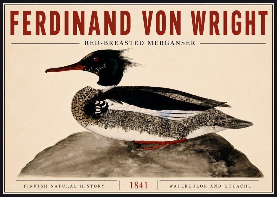 Ferdinand von Wright Red-breasted Merganser No6 - Plakát