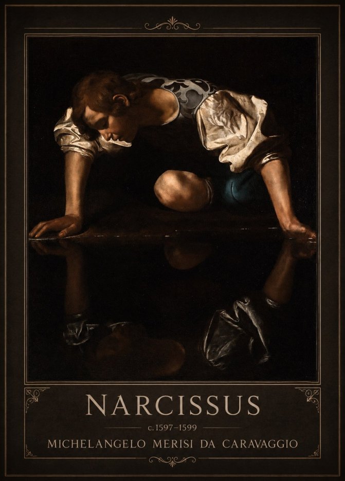 Michelangelo Merisi da Caravaggio Narcissus II No1 - Plakát