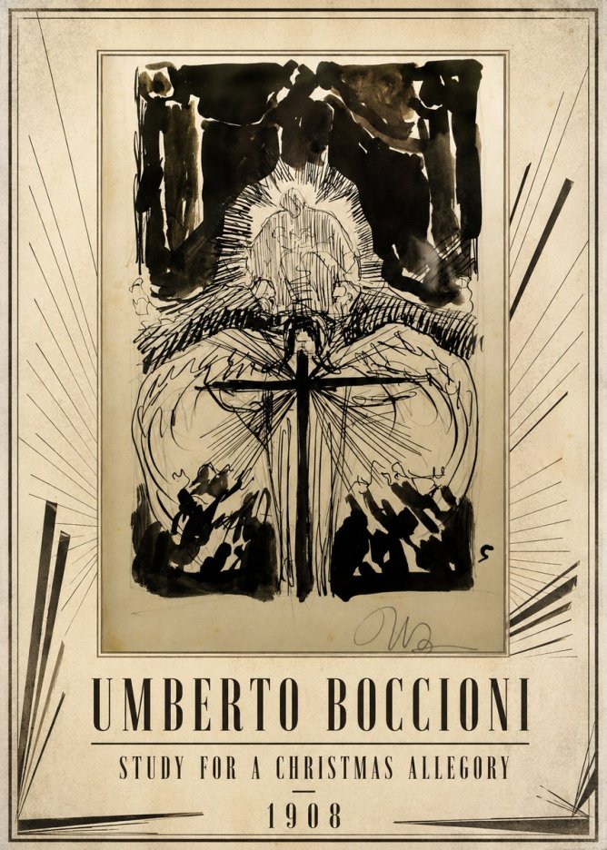 Umberto Boccioni Study for a Christmas Allegory No1 - Plakát