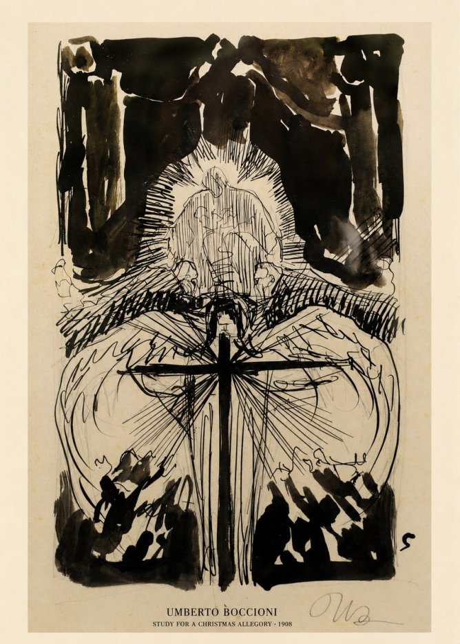 Umberto Boccioni Study for a Christmas Allegory No6 - Plakát
