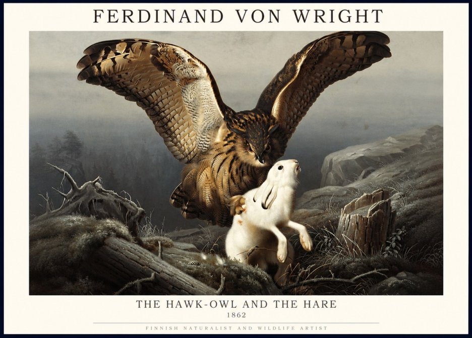 Ferdinand von Wright The Hawk-owl and the Hare No1 - Plakát