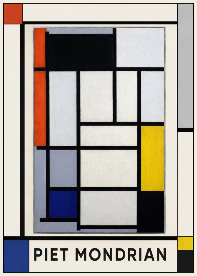 Piet Mondrian Composition with Red, Blue and Yellow No1 - Plakát