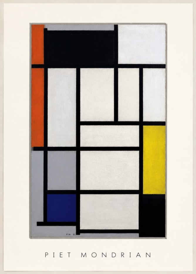 Piet Mondrian Composition with Red, Blue and Yellow No3 - Plakát