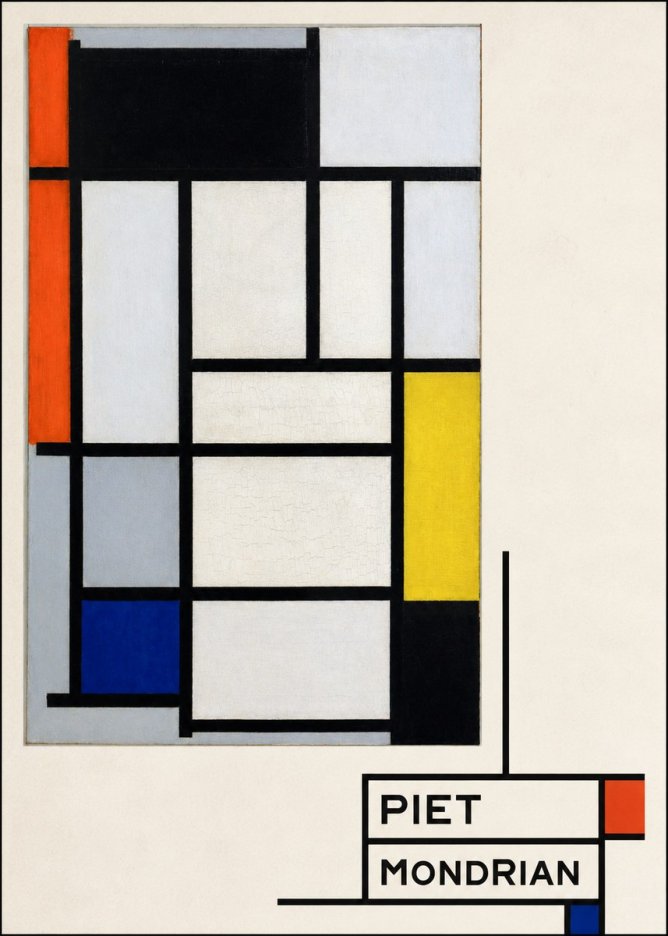 Piet Mondrian Composition with Red, Blue and Yellow No4 - Plakát