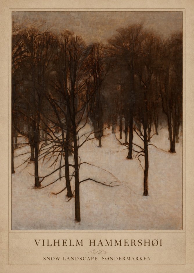 Vilhelm Hammershøi Snow Landscape, Søndermarken No1 - Plakát