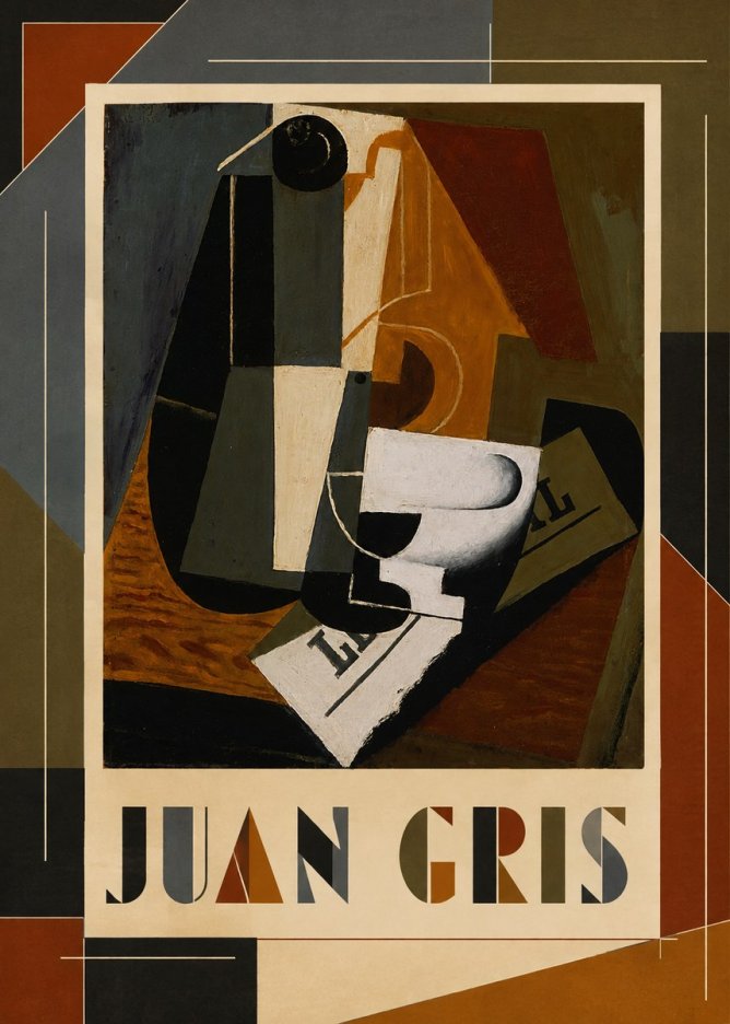 Juan Gris Glass and Bottle No1 - Plakát