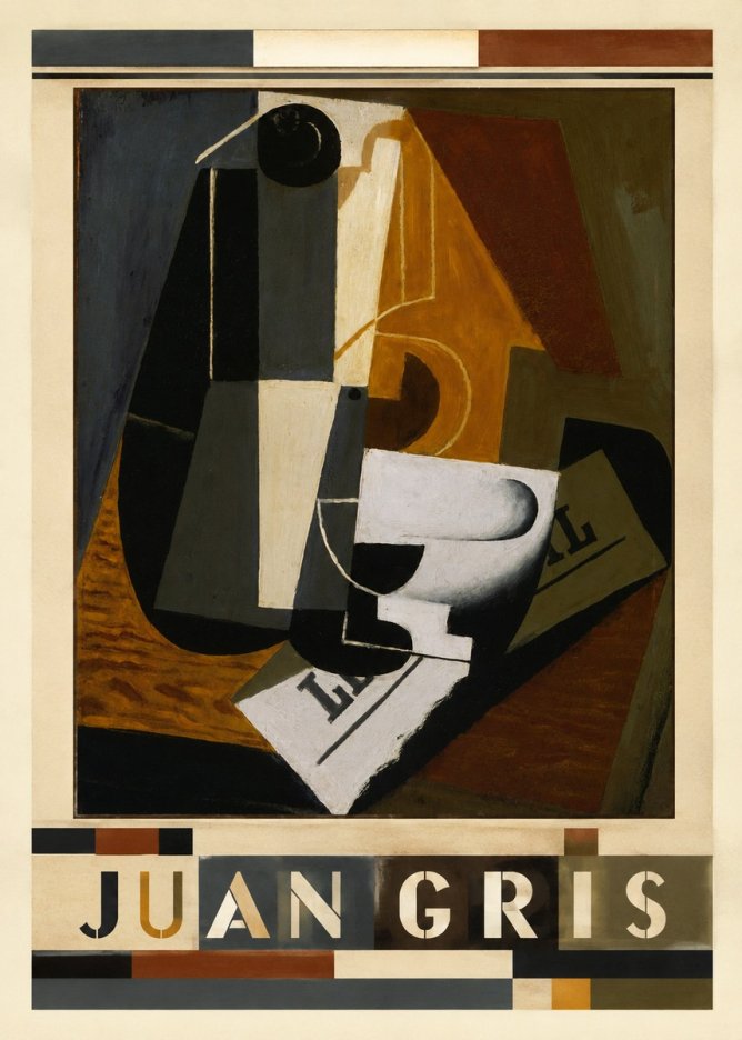 Juan Gris Glass and Bottle No3 - Plakát