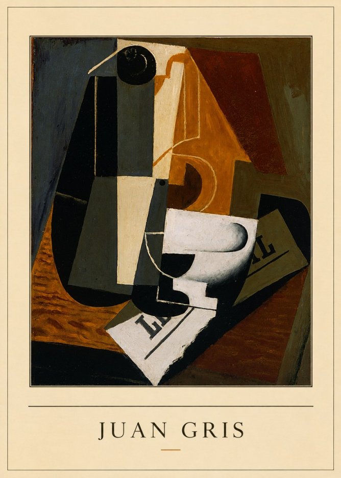 Juan Gris Glass and Bottle No4 - Plakát