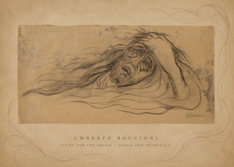 Umberto Boccioni Study for the Dream — Paolo and Francesca No5 - Plakát