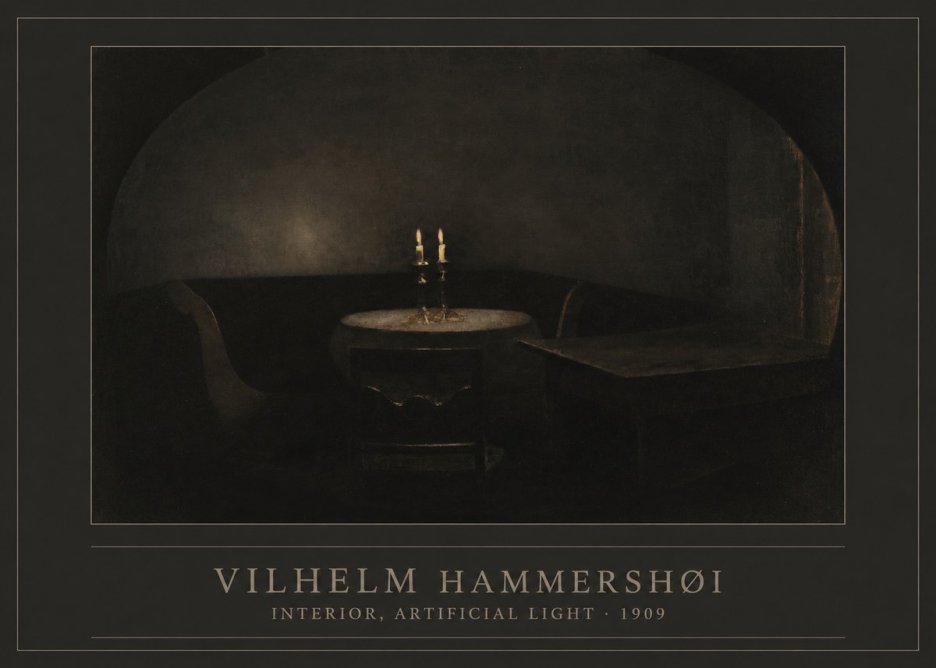 Vilhelm Hammershøi Interior, Artificial Light No1 - Plakát