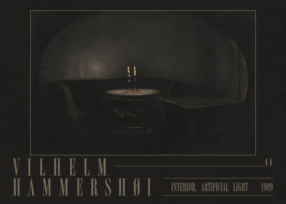 Vilhelm Hammershøi Interior, Artificial Light No4 - Plakát