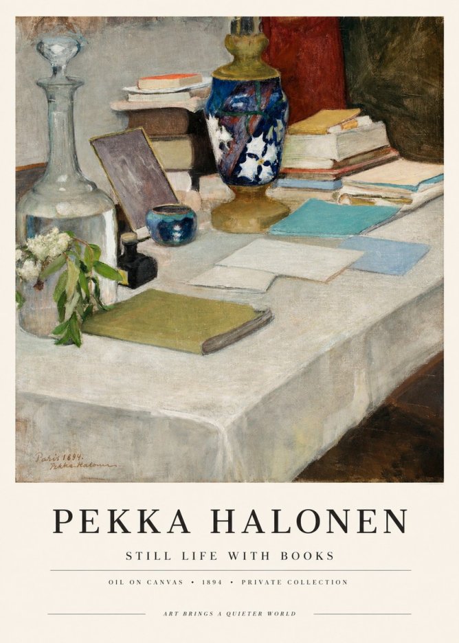 Pekka Halonen Still Life with Books No1 - Plakát