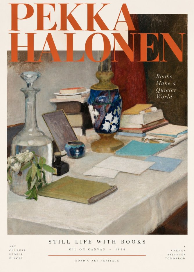 Pekka Halonen Still Life with Books No4 - Plakát