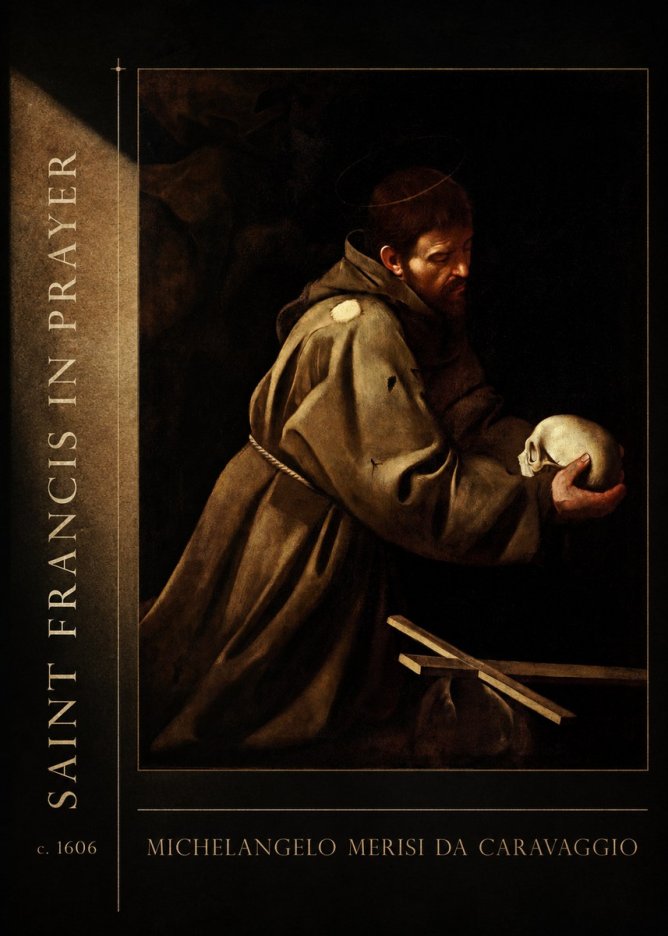 Michelangelo Merisi da Caravaggio Saint Francis in Prayer II No2 - Plakát