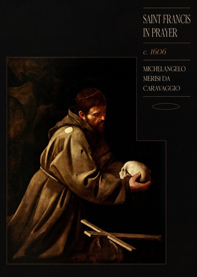 Michelangelo Merisi da Caravaggio Saint Francis in Prayer II No4 - Plakát