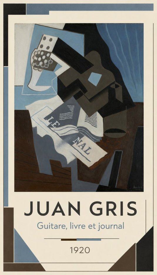 Juan Gris Guitare, Livre Et Journal No3 - Plakát
