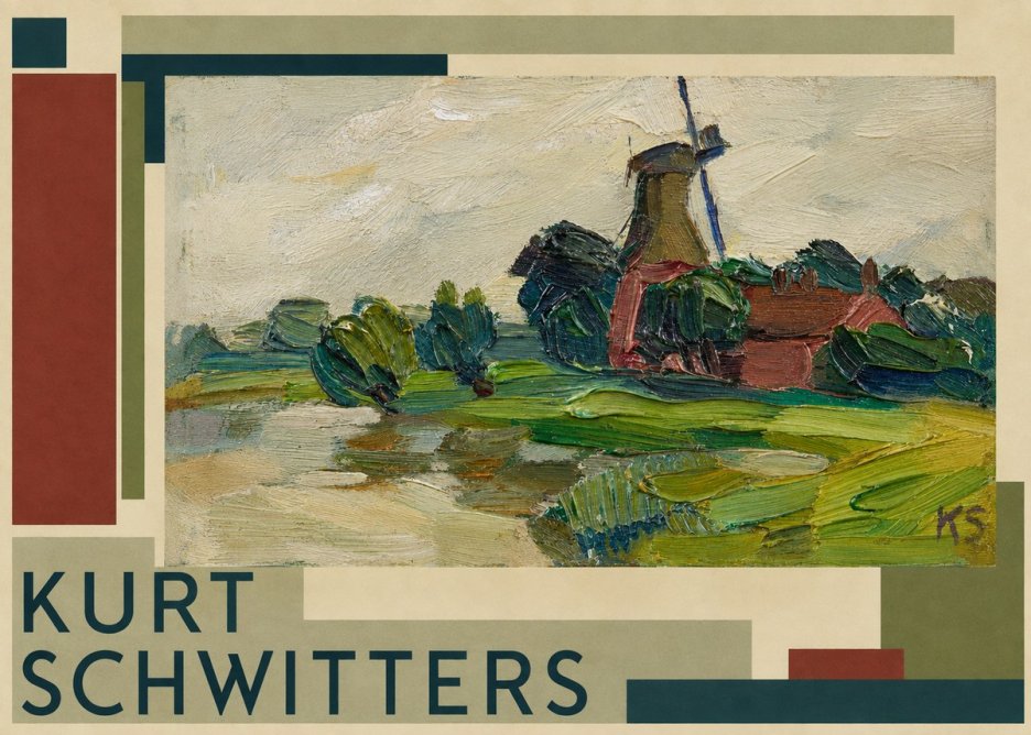 Kurt Schwitters Landscape with Windmill No2 - Plakát