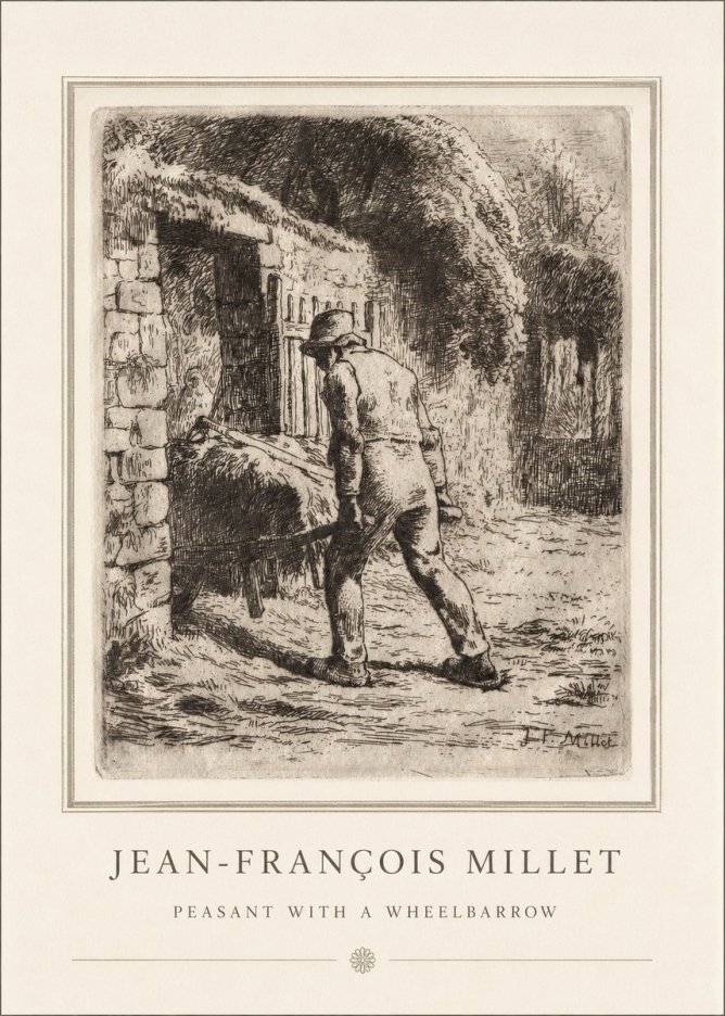 Jean-François Millet Peasant with a Wheelbarrow No4 - Plakát