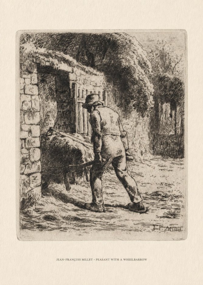Jean-François Millet Peasant with a Wheelbarrow No6 - Plakát