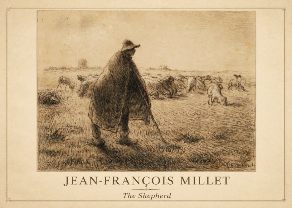Jean-François Millet The Shepherd No1 - Plakát