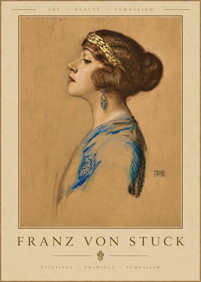 Franz von Stuck Head of a Girl No3 - Plakát