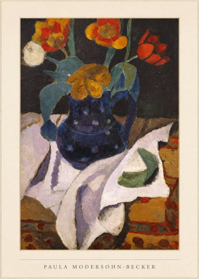 Paula Modersohn-Becker Still Life with Blue Jug and Flowers No4 - Plakát