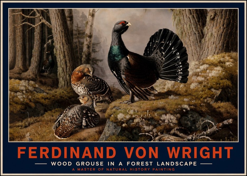 Ferdinand von Wright Wood Grouse in a Forest Landscape No4 - Plakát