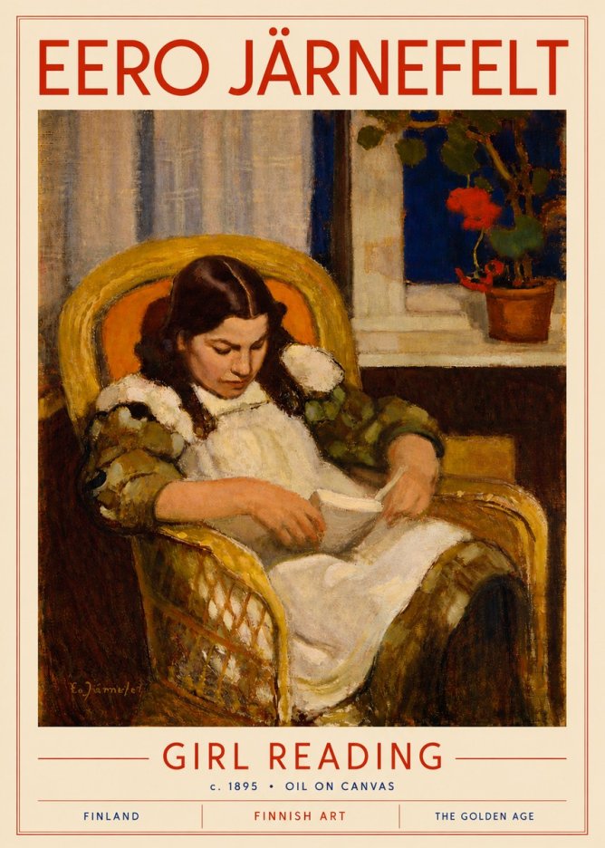 Eero Järnefelt Girl Reading No4 - Plakát