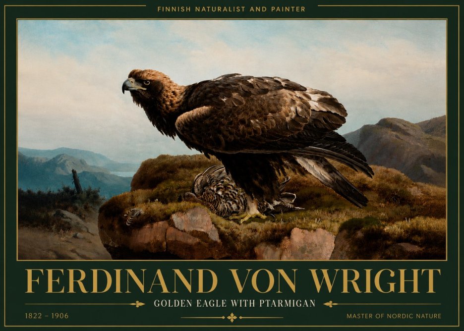 Ferdinand von Wright Golden Eagle with Ptarmigan No6 - Plakát