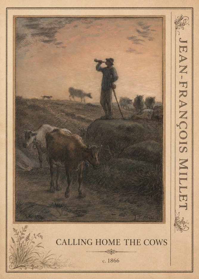 Jean-François Millet Calling Home the Cows No2 - Plakát