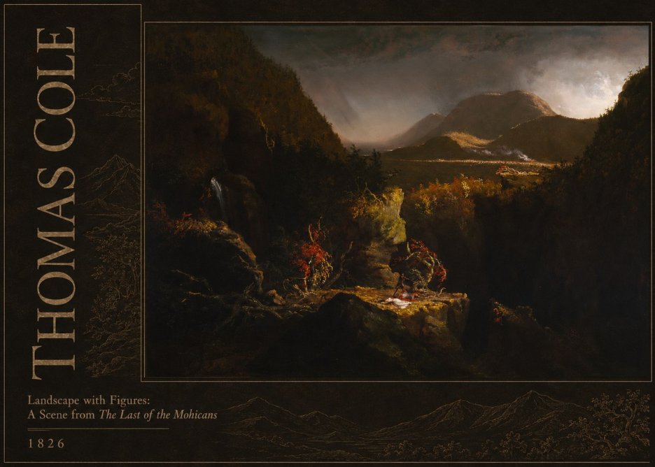 Thomas Cole Landscape with Figures: a Scene from the Last of the Mohicans No2 - Plakát