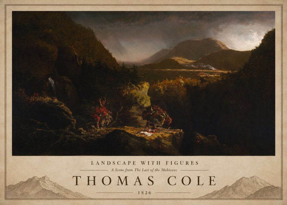 Thomas Cole Landscape with Figures: a Scene from the Last of the Mohicans No3 - Plakát