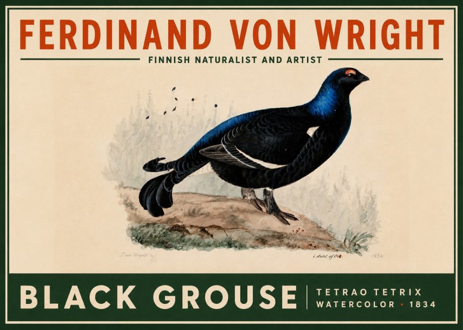 Ferdinand von Wright Black Grouse No2 - Plakát