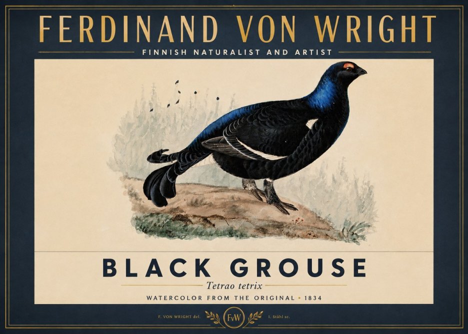 Ferdinand von Wright Black Grouse No3 - Plakát
