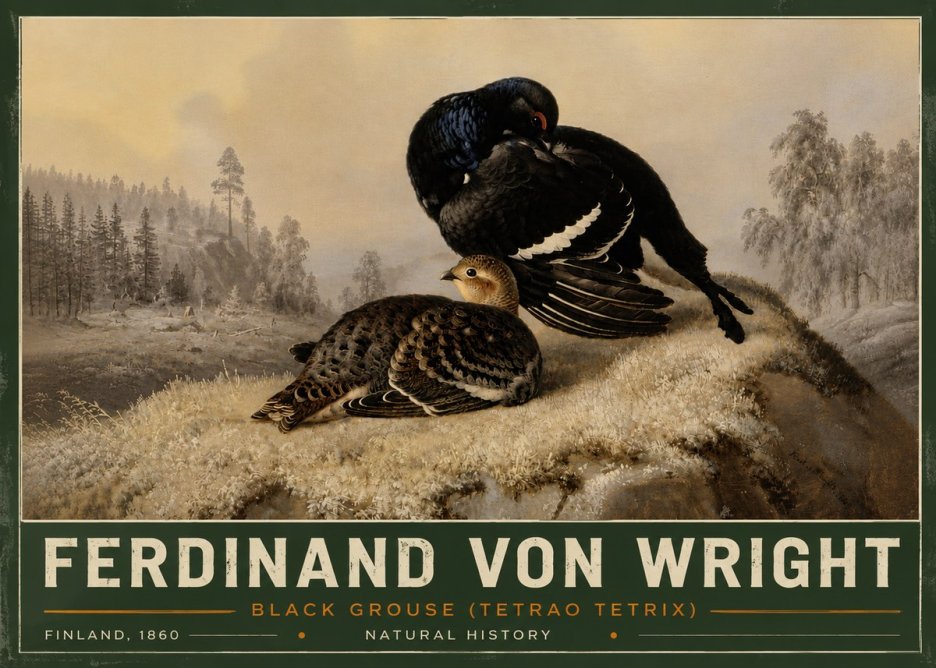 Ferdinand von Wright Black Grouse (Tetrao Tetrix) No5 - Plakát