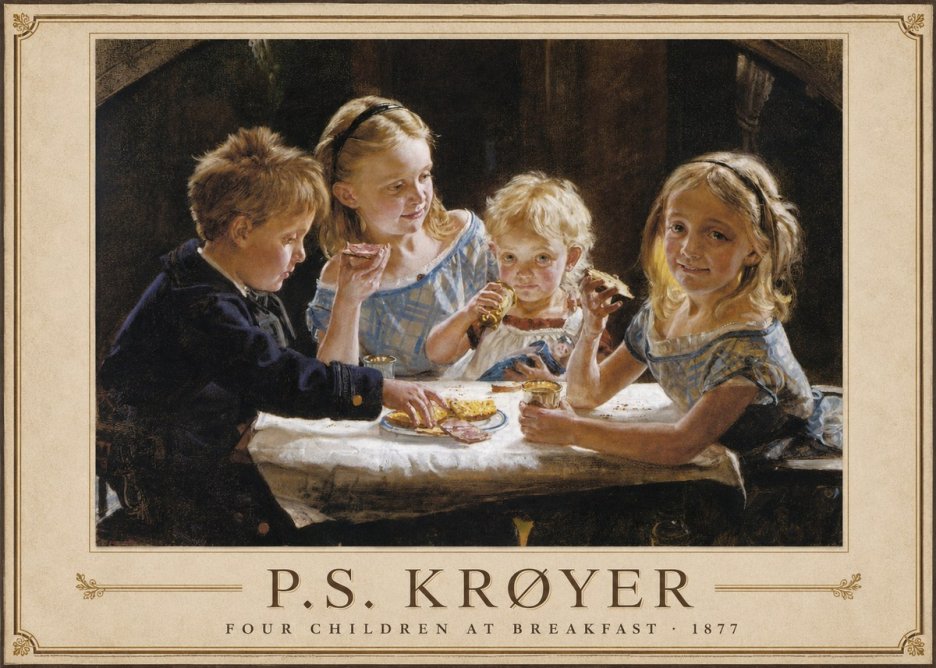 P.S. Krøyer Four Children at Breakfast No1 - Plakát