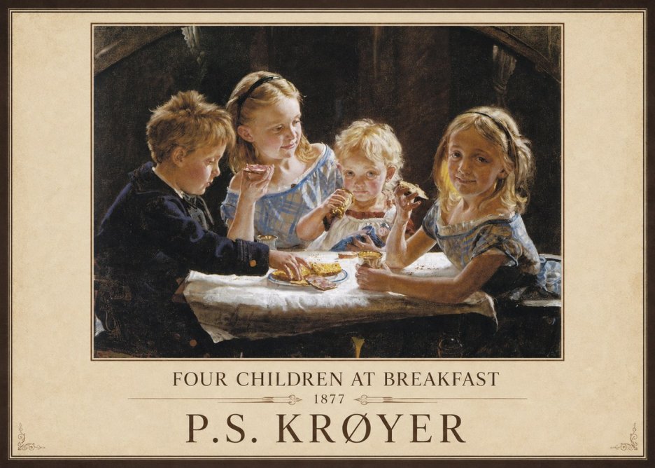 P.S. Krøyer Four Children at Breakfast No5 - Plakát