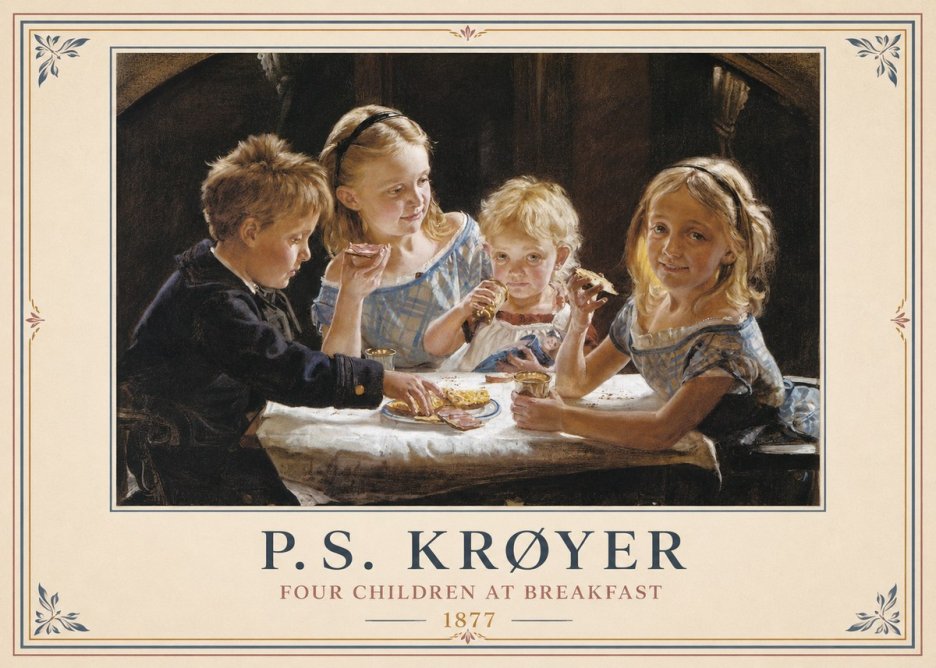 P.S. Krøyer Four Children at Breakfast No6 - Plakát
