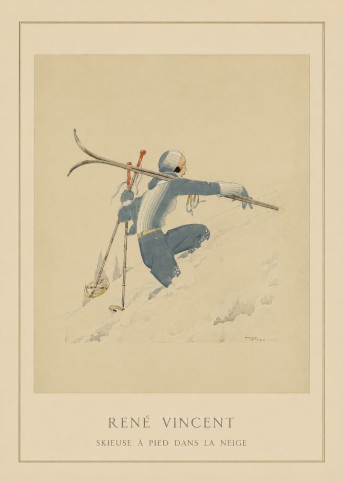 René Vincent Skieuse À Pied Dans La Neige No4 - Plakát