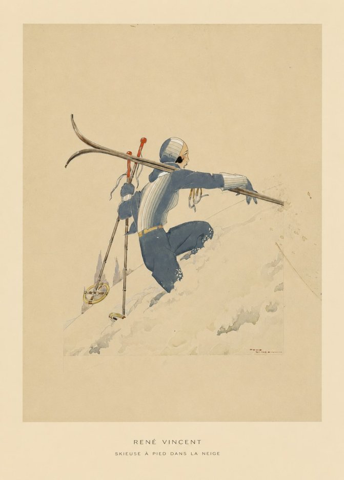 René Vincent Skieuse À Pied Dans La Neige No5 - Plakát